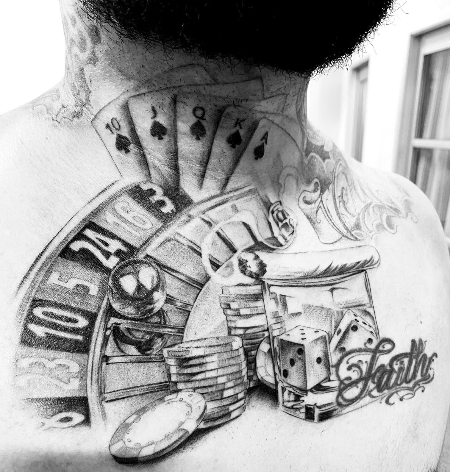 LV Tattoo - This customer made his own luck in 2020! #tattooartist #tattoos  #lasvegas #gamble #poker #chips #lucky #luck #stack #colorful #100 #love |  Facebook